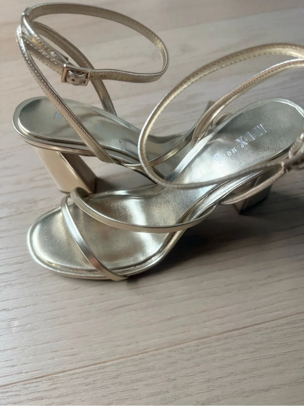 Mix No. 6 Harllow Metallic Gold Strappy Ankle‑Strap Sandals